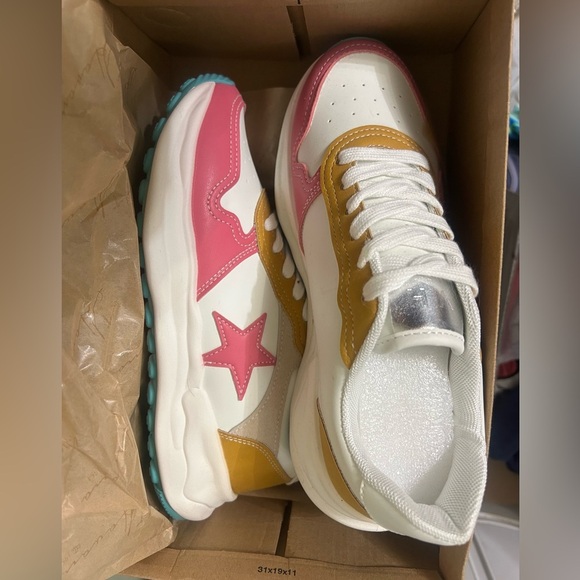 Vintage Havana Run Fuchsia Mustard Suede Sneakers Size 8.5 NIB - Picture 5 of 6